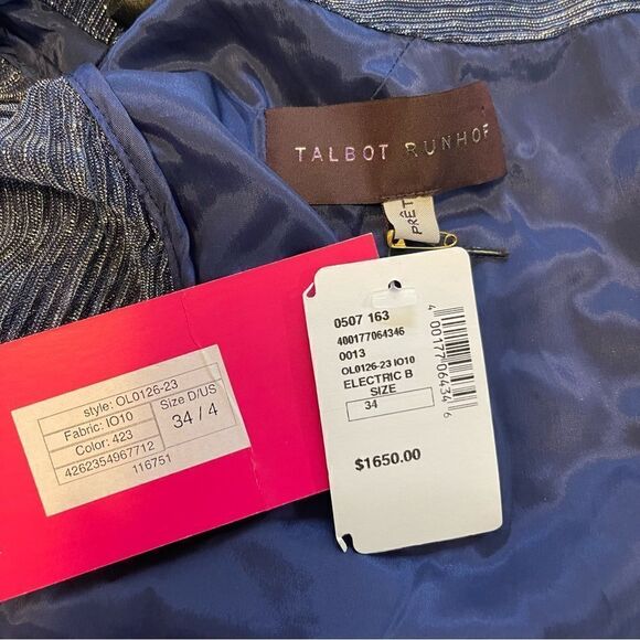 TALBOT RUNHOF Pokario23 Electric Blue Metallic Voile Gown in Size US4 - Picture 8 of 13